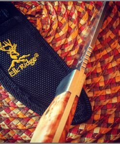 Elk Ridge - Outdoors Fixed Blade Hunting Knife - 8 in Overall - Mirror Polished Blade with Burl Wood Handle, Nylon Sheath - Full Tang Bowie Knife - ER-107 19 81saZFKdaHL