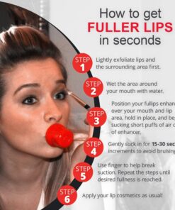 Fullips Lip Plumper Tool - Medium Oval with Bonus Large Round Enlarger - Self Suction Plumping Device For Fuller Lips - Plump in Seconds - Natural Instant Lip Enhancement Kit - Red Plastic Plumpers 34 81sbsfw4JFL