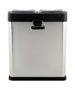 Organize It All Dual Compartment Step-On 8-Gallon (30 liter) Recycling Trash Can, Stainless Steel 32 81scTE2T1L 1
