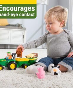 John Deere Animal Sounds Hayride Musical Tractor Toy - Musical Hayride and Farm Animal Toddler Toys - Includes Farmer Figure, Tractor, and 4 Farm Animals - Ages 12 Months and Up 13 81sd41VWx7L 1
