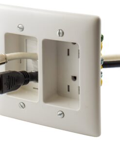 Bryant Electric RR1512W 2-Gang Recessed TV Connection Outlet Plate with 15 Amp 125V Tamper-Resistant Duplex Receptacle with One Pass-Thru Opening, White 1-Pass-Thru Opening 27 81seFKCbD0L