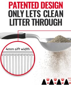 Alternative view of iPrimio Cat Litter Scooper Deep Shovel with Holder - (Silver XL) - Non-Stick Pooper Scooper Shovel Kitty Litter Sifter - Patented Solid Aluminum Poop Scooper with Long Handle, Easy Grip, Pet Supplies Rubber Handle Metal (Silver)