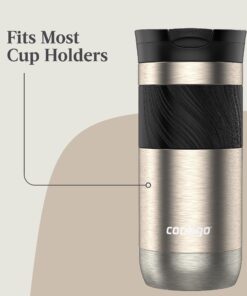Contigo Byron Vacuum-Insulated Stainless Steel Travel Mug with Leak-Proof Lid, Reusable Coffee Cup or Water Bottle, BPA-Free, Keeps Drinks Hot or Cold for Hours, 16oz, Brown Sugar Transparent 9 81sf xfvHaL