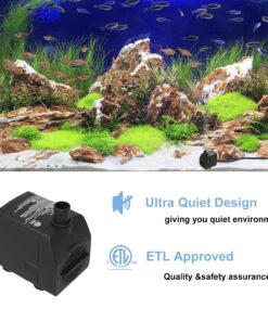 YH YUANHUA Submersible Water Pump Ultra Quiet with Dry Burning Protection160GPH for Fountains, Hydroponics, Ponds, Aquariums & More … 160GPH 18 81shQVvdPcL
