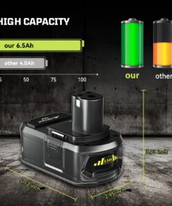 Masione 2Pack 6.5Ah Ryobi 18v Battery P108 Lithium Replacement for Ryobi P102 P103 P104 P105 P107 P108 P109 Cordless Power Tools 2PACK 6.5AH P108 Battery 10 81sjZ3zGDXL