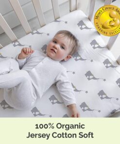 100% Organic Cotton Baby Crib Sheet (2 Pack) - Jersey Knit Soft Fitted Baby Sheet - Washable Crib Mattress Sheets for Baby Toddler Newborn Infant & Kids - Fits Standard Crib Toddler Mattresses 35 81sk BsMp0L