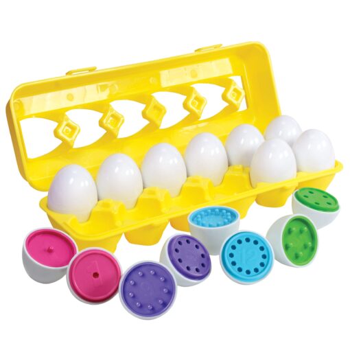 Kidzlane Color Matching Egg Toy Set - 12 Play Eggs Toddler Toys - Educational Color and Number Recognition Skills - Kids Toy Eggs That Crack Open - Learning Egg Game Puzzle for Toddlers, Boys, Girls Yellow