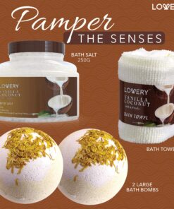 Bath and Body Gift Basket For Women and Men – 9 Piece Set of Vanilla Coconut Home Spa Set, Includes Fragrant Lotions, Extra Large Bath Bombs, Coconut Oil, Luxurious Bath Towel & More 32 81soHfKzmJL