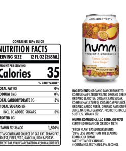 Humm Kombucha Mango Passionfruit - Organic, Vegan & GMO-Free (12 Pack) 12 Fl Oz (Pack of 12) 10 81srugGReaL