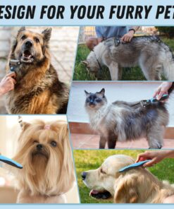 Pet Grooming Brush and Metal Comb Combo, Cat Brush Dog Brush for Shedding, Undercoat Rake for Dogs Grooming Supplies, Dematting Deshedding Brush Dogs Shedding Tool for Long matted Haired Pets, Blue 23 81sspAZymL