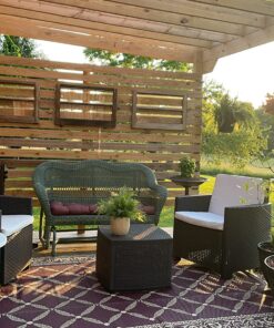 Stylish Camping 116095 6-feet by 9-feet Reversible Mat, Plastic Straw Rug, Large Floor Mat for Outdoors, RV, Patio, Backyard, Picnic, Beach, Camping (Burgundy/Beige) 6'x9' Burgundy/Beige 22 81ssqnuvsdL