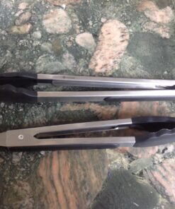 Vivree Kitchen Tongs Set - Salad & Grill Stainless Steel Serving Tongs with Silicone Tips - 9"&12" (Black) Black 69 81stA8NurLL 1