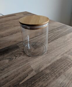 Newerlives Air Tight Storage Jar, Glass Storage Tank with a Natural Bamboo Lid, 450 ML, 650 ML, 950 ML (Bamboo, 450ML) 22 81stx4QbQcL