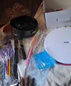 RFAQK 700PCs Cake Decorating Supplies Kit with Baking Supplies- Cake Decorating Tools with Springform Pans, Cake Leveler, Cake Turntable, Numbered Piping Tips, Icing Spatulas, Fondant Tools and More 25 81su32LtJGL