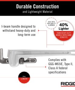 RIDGID 31100 Model 818 Aluminum Straight Pipe Wrench, 18-inch Plumbing Wrench One Size 17 81sxrr2ydXL