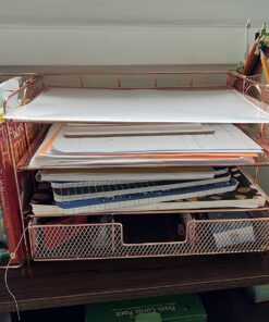 gianotter Paper Letter Tray Organizer with File Holder, 4-Tier Desk Accessories & Workspace Desk Organizers with Drawer and 2 Pen Holder for Office Supplies (Rose Gold) Rose Gold 36 81syj4 g4xL