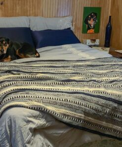 DII Braided Striped Throw, 50x60, Navy 38 81t SG1IxgL