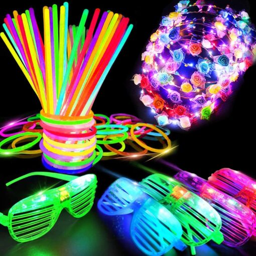 112 Pcs New Years Eve Glow in The Dark Party Supplies 2024, Glow Sticks Bulk LED Neon Party Favor Light Up Toys Gifts Kids Adult 100 Glow Sticks Necklaces Bracelets/6 Light Up Glasses/6 Led Headbands 112 Pcs Glow Party Supplies