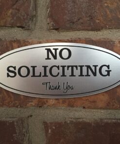 Oval No Soliciting Sign (Brushed Silver) Small 2" X 5" - Small Brushed Silver 20 81t5sMSlZDL