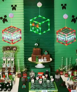 Bupelo Pixel Game Themed Decorations, 3 Pack Creeper & TNT Window Lights with Suction Cup Battery Operated, Miner Crafting Birthday Gift Decorations Lights, Kid's Bedroom Ornament Gaming Room Decor 28 81t6VVlO2EL