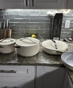 Caraway Nonstick Ceramic Cookware Set (12 Piece) Pots, Pans, 3 Lids and Kitchen Storage - Non Toxic, PTFE & PFOA Free - Oven Safe & Compatible with All Stovetops (Gas, Electric & Induction) - Cream 34 81t76nUSGBL
