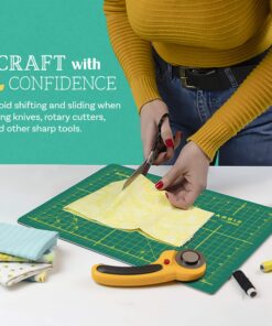 Crafty World 9 x 12 Cutting Mat for Sewing, Self Healing Double Sided Quilting Crafts Mat - Fabric Cutting Mat - Non Slip surface - Rotary Cutting Board A4-9x12 Green 13 81t87ftX0rL