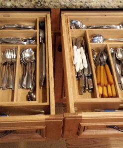 Expandable Bamboo Silverware Organizer 6-8 Slots Adjustable Amazing Drawer Inserts with Deep Dividers. EASY TO INSTALL, Storage of Flatware , Cutlery, Wooden or Stainless Utensil - Kitchen Knives 41 81tAwXgMQjL