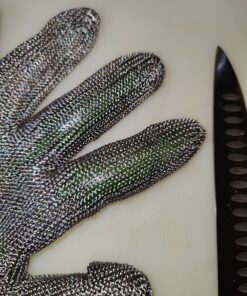 Schwer ANSI A9 Cut Resistant Glove, Stainless Steel Mesh Metal Glove, Food Grade for Kitchen Cooking, Butcher Meat Cutting, Oyster Shucking, Mandoline, Fishing(L, 1 PCS) Large (Pack of 1) 1.0 Steel Wire 30 81tB88ajygL