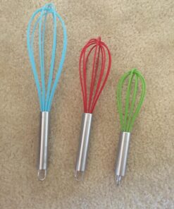 Silicone Whisk Set of 3 - Silicone Whisks for Cooking Non-Scratch - Silicone Whisk Set - Hand Whisk - Wisk - Metal Whisk - Small Whisk - Mini Whisk - Stainless Steel Whisk Multicolor 32 81tESm8YtgL