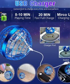 KERNFY 2023 Flying Orb Ball Toys, Hover Ball Toys Flying Mini Spinner Drone Hand Controlled Mini Drone Globe Shape Spinning Safe for Kids Adults (Blue) Blue 8 81tExjRgeL