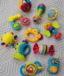iPlay, iLearn 10pcs Baby Rattles Toys Set, Infant Grab N Shake Rattle, Sensory Teether, Development Learning Music Toy, Newborn First Birthday Gifts for 0 1 2 3 4 5 6 7 8 9 10 12 Month Babies Boy Girl 10 Pieces Set 33 81tG84fGbCL