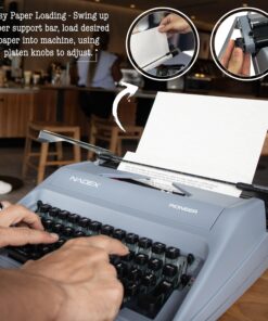 Nadex Pioneer Manual Typewriter, Durable Travel Case Included, Gray 16 81tHwk55dmL