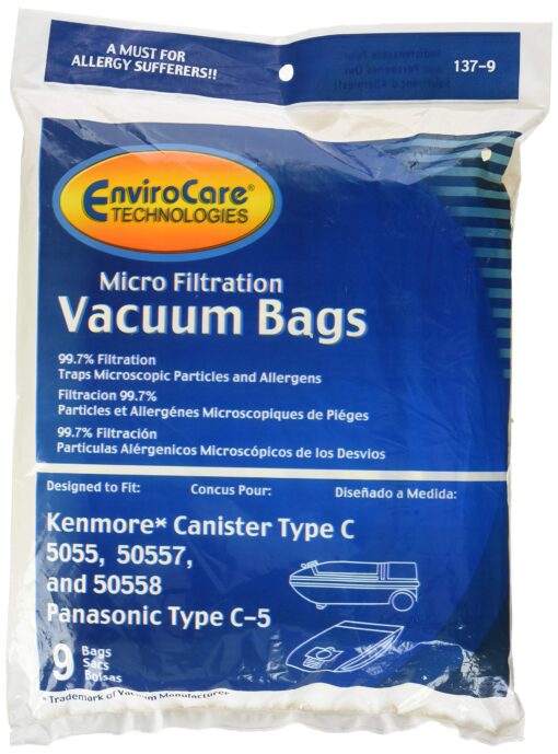 EnviroCare 137-9 Kenmore Mircrofiltration Canister Vacuum, 9 Pack, C-5 (9 Bags), Multi C-5 (9 Bags)