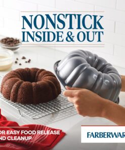 Alternative view of Farberware Nonstick Bakeware Fluted Mold Baking Pan / Nonstick Fluted Mold Cake Pan, Round - 10 Inch, Gray 10"