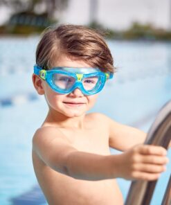 Aquasphere SEAL Kids (Ages 3+) Swim Goggles, Made in ITALY - Wide Vision, Comfort, E-Z Adjust, Anti Scratch & Fog, Leak Free Clear Lens / Aqua 20 81tLA1ouI0L