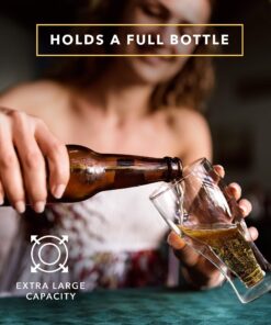 Dragon Glassware Beer Glasses, Clear Double Wall Insulated Pub Mugs, Upside Down Design, Holds One Full Beer Bottle, Freezable Glass for Beer Lovers, 13.5 oz Capacity, Set of 2 2 Count (Pack of 1) 14 81tLeu8q2rL