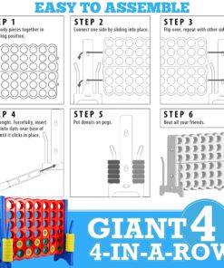 Giantville Giant 4 in a Row Connect Game + Storage Carry Bag - 4" Wide X 3.5" Tall - Oversized Jumbo Sized Entertainment for Outdoor/Indoor Play for Kids & Adults - Durable Waterproof - 2022 Version Game + Bag 15 81tLjQTv42L