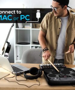 Pyle Portable Drums, Tabletop Drum Set, 7 Pad Digital Drum Kit, Touch Sensitivity, Wireless Electric Drums, Drum Machine, Electric Drum Pads, LED Display, Mac & PC - PTED01 22 81tMzOWkaoL