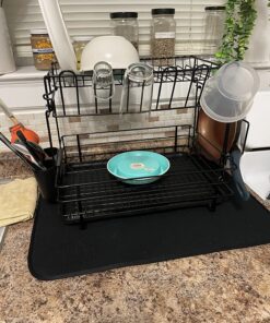 S&T INC. Dish Drying Mat for Kitchen, Absorbent, Reversible XL Microfiber Dish Mat, 18 Inch x 24 Inch, Black Galaxy Mesh Black Mesh 18 81tNeeg0jGL