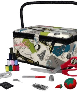 SINGER 07281 Vintage Sewing Basket with Sewing Kit Accessories, 10.5" long x 8" wide x 6" high. 38 81tP17jrq4S