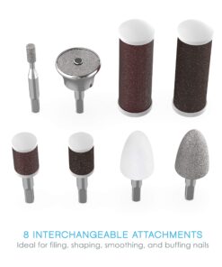 Pure Enrichment® PurePedi Deluxe 10-Piece at-Home Professional Manicure and Pedicure Electric Nail File Kit - Cordless Electric Nail Drill and Callus Remover Tool with Protective Cap 24 81tP7YWaZ L