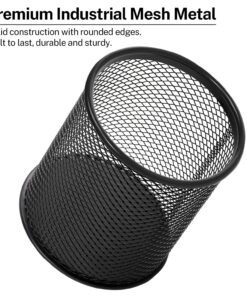 MaxGear Pen Holder for Desk, 3 Pack Pencil Holder, Non-Slip EVA Pad, Premium Mesh Metal Pen Holder, Desk Accessories & Workspace Organizers for Home, School & Office, Black, 3.7’’ Tall Mesh Black- 3.7" Tall 25 81tPUOzV9eL