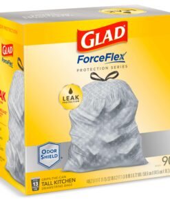 Glad Tall Kitchen Protection Series Drawstring Trash Bags -13 Gallon Grey Trash Bag - 90 Count 90 Count (Pack of 1) 40 81tTL7GAgL