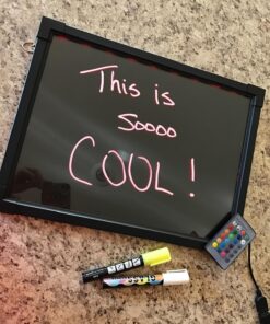Woodsam Dry Erase Led Board - 16" x 12" Erasable Neon Writing Message Drawing Sign Board with 2 Liquid Chalk Markers for Home/Shop #1 16" X 12" 27 81tTn9mdSAL