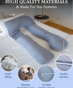 Pharmedoc Pregnancy Pillows, U-Shape Full Body Pillow – Cooling Cover Grey – Pregnancy Pillows for Sleeping – Body Pillows for Adults, Maternity Pillow and Pregnancy Must Haves Grey Cooling Cover 27 81tUPUNyTZL