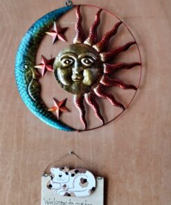 Collections Etc Artistic Sun and Moon Metal Wall Art for Indoors or Outdoors with Rustic Finish, Brown 25 81tUfHhkKcL