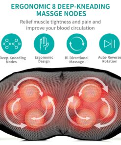 Shiatsu Neck and Back Massager with Soothing Heat, Nekteck Electric Deep Tissue 3D Kneading Massage Pillow for Shoulder, Leg, Body Muscle Pain Relief, Home, Office, and Car Use Black 23 81tVxdN52iL