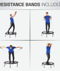 Maximus PRO Folding Rebounder USA | Voted #1 Indoor Exercise Mini Trampoline for Adults with Bar | Fitness & Weight Loss| Free Storage Bag, Resistance Bands, Online & DVD Workouts | Already Assembled 20 81tY1wIPC5L