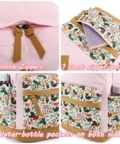 Leaper Girls Cute Floral Canvas Backpack Laptop Backpack Casual Shoulder Bag Satchel Daypack Black Black-floral 11 81tYhKWRwcL