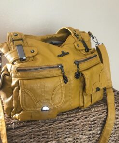 Purses and Handbags Women Tote Shoulder Top Handle Satchel Hobo Bags Fashion Washed Leather Purse 1-d.yellow 24 81tZ3oONrvL